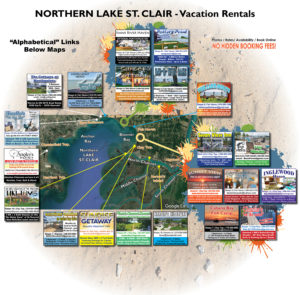 2022 map of lake st clair vacation rentals