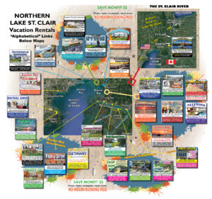 Map Lake St. Clair Vacation rental cottages homes