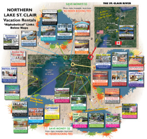 Map Lake St. Clair Vacation rental cottages homes