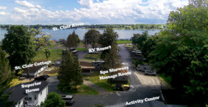 riverview rv resort cottages aerial clay township